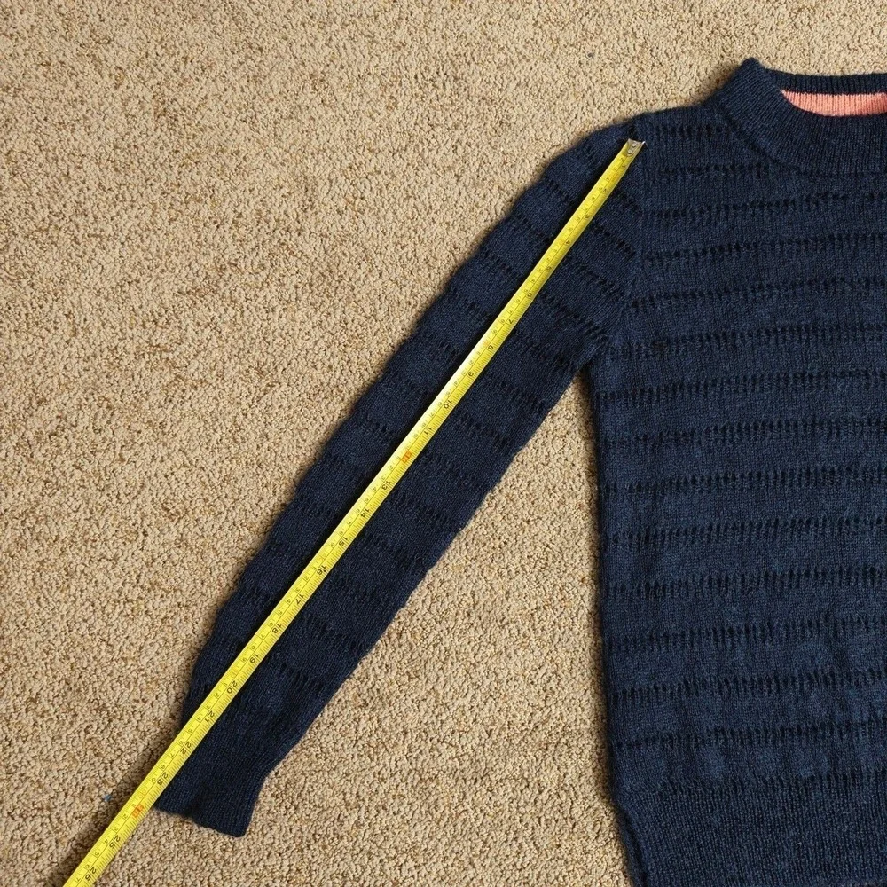 Scotch &‎ Soda Sweater Womens XS Navy Blue Mock Neck Openwork Wool